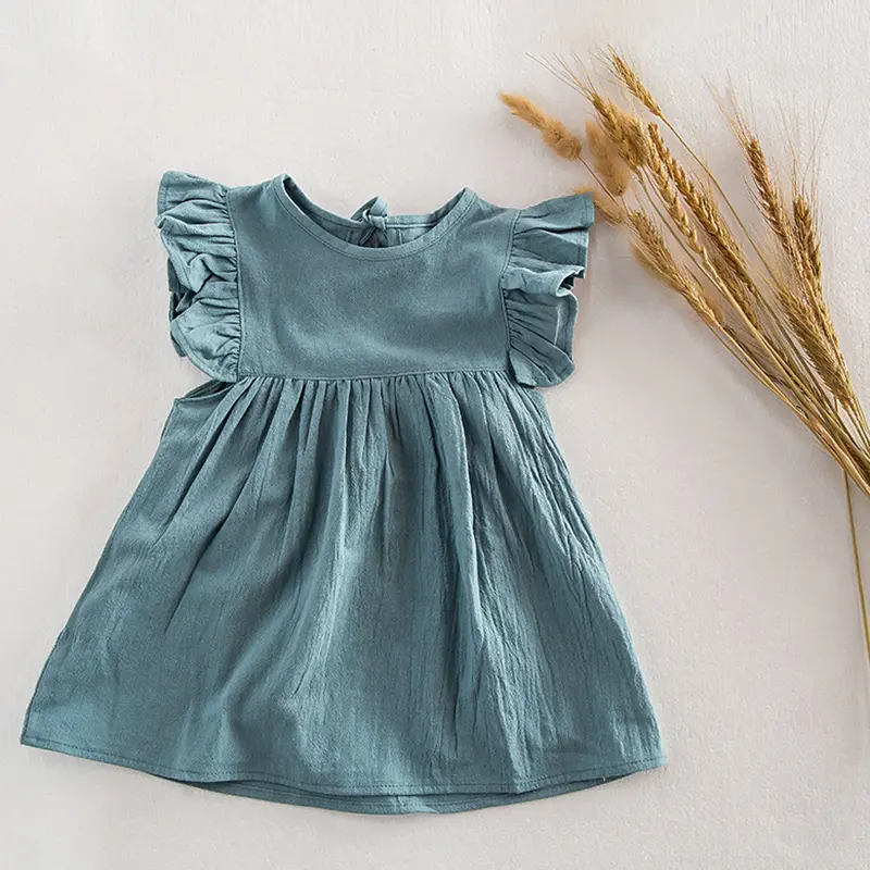 Summer Infant Girls Dress Flying Sleeve Cotton Newborn Baby Girls Princess Dress Kids Party Dresses Kids Girls Clothing Outfits