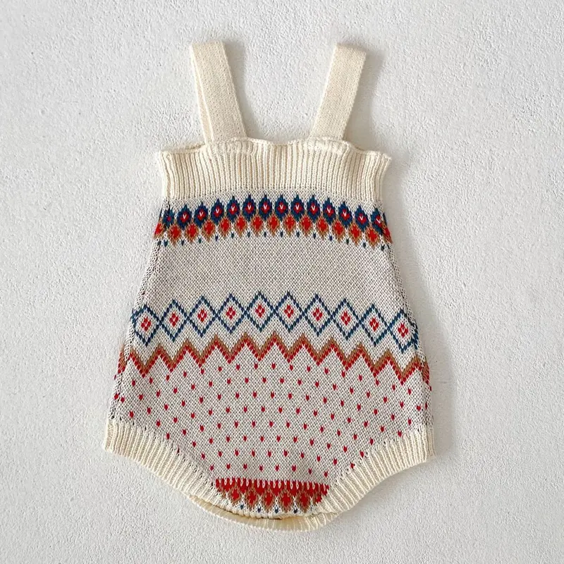 Autumn New Baby Clothing, 0.3 Year Old Female Baby Jacquard Knitted Strap Clothes