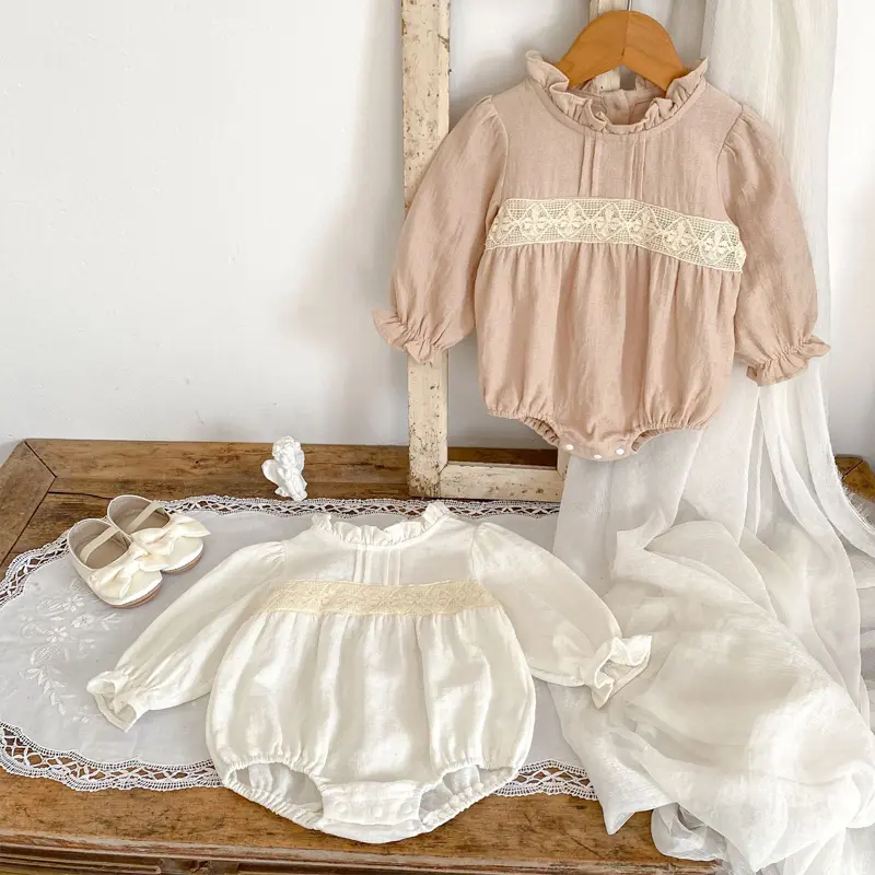 Autumn new baby clothing, 0-3 year old female baby long sleeved khaki triangle bag fart clothes crawling clothes