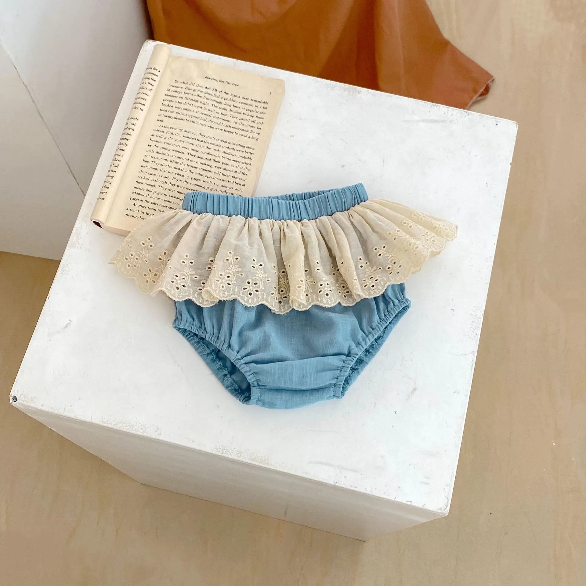 Summer new baby clothes for 0-3 years old, exquisite floral short-sleeved top for girls + fashionable lace shorts