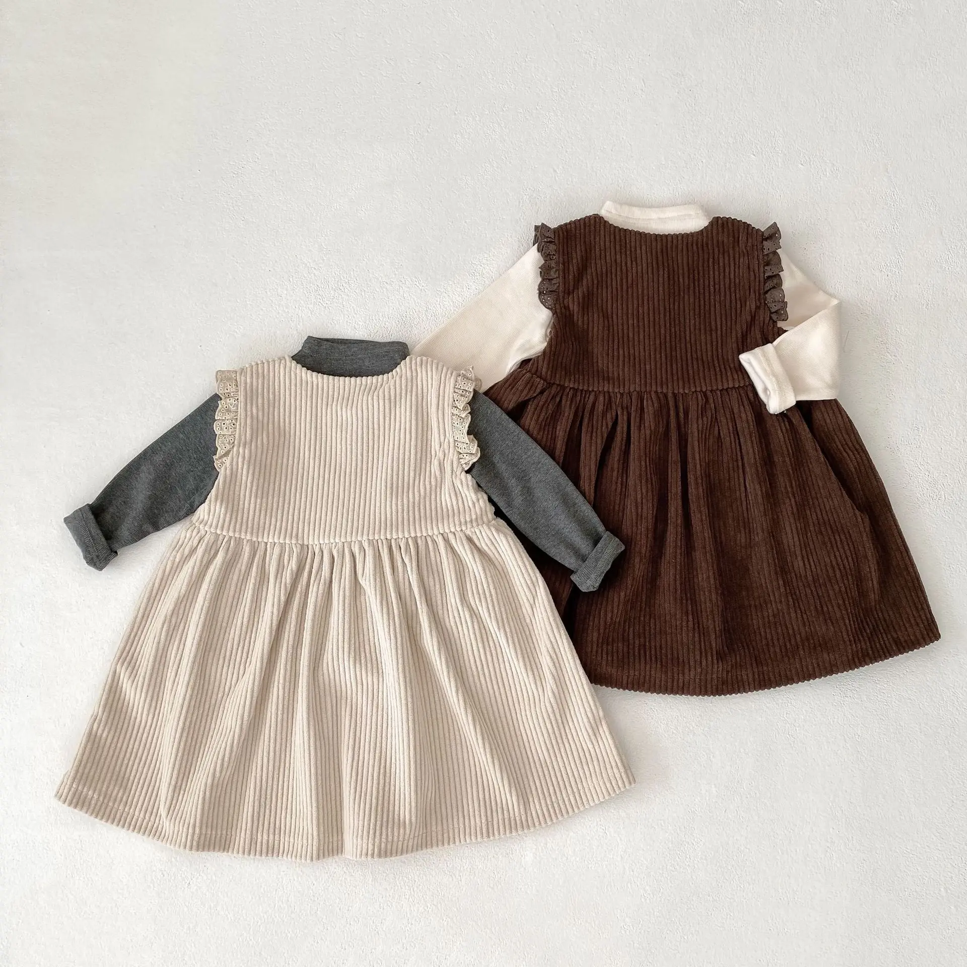 New autumn baby clothing for 0-3 years old, cute baby girl vest dress, exquisite embroidered dress