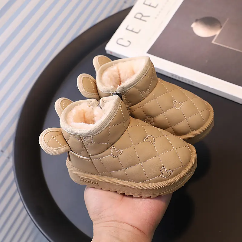 Children Snow Boots Concise Style Plush Chunky Winter Kids Short Boot Solid Color Slip-on Unisex Classic Boys Girls Shoes