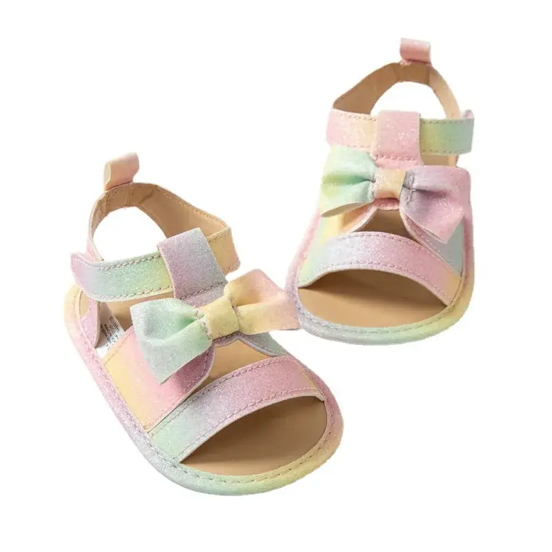 Newborn Baby Girls Summer Shoes Sandals Colorful Butterfly-knot Newborn Shoes Casual Soft Sole Sandals Toddler Shoes