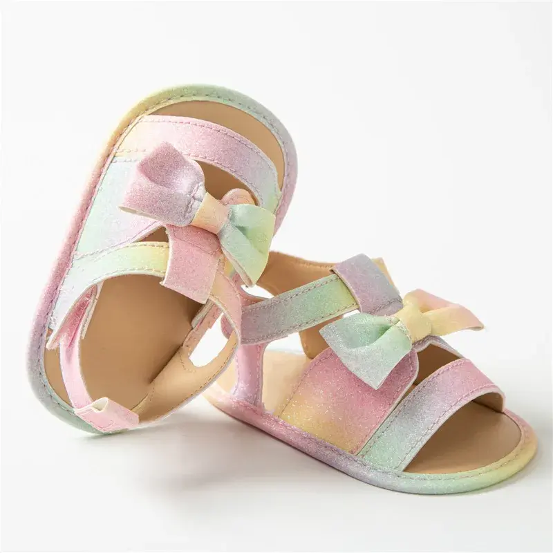 Newborn Baby Girls Summer Shoes Sandals Colorful Butterfly-knot Newborn Shoes Casual Soft Sole Sandals Toddler Shoes