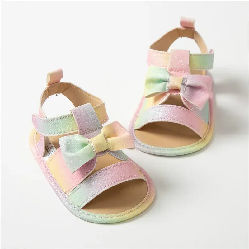 Newborn Baby Girls Summer Shoes Sandals Colorful Butterfly-knot Newborn Shoes Casual Soft Sole Sandals Toddler Shoes