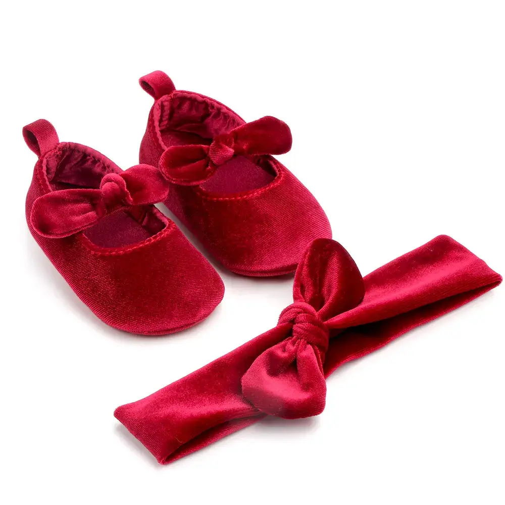 Newborn Girl Princess PU Toddler Shoes Bow Decor Soft Sole Anti-Slip First Walker Shoes 0-18M Bling Shoes for Girls
