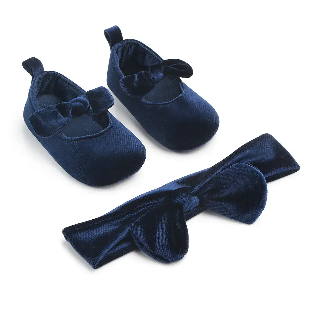 Newborn Girl Princess PU Toddler Shoes Bow Decor Soft Sole Anti-Slip First Walker Shoes 0-18M Bling Shoes for Girls