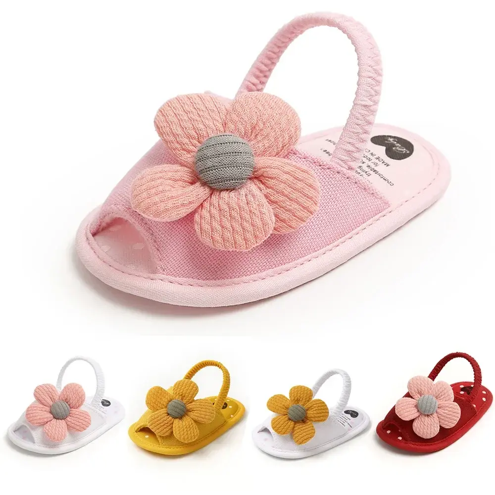 Newborn Baby Big Flower Girl Sandals for Newborn Girl Slippers Prewalker Trainers Fur Summer Floral First Walker
