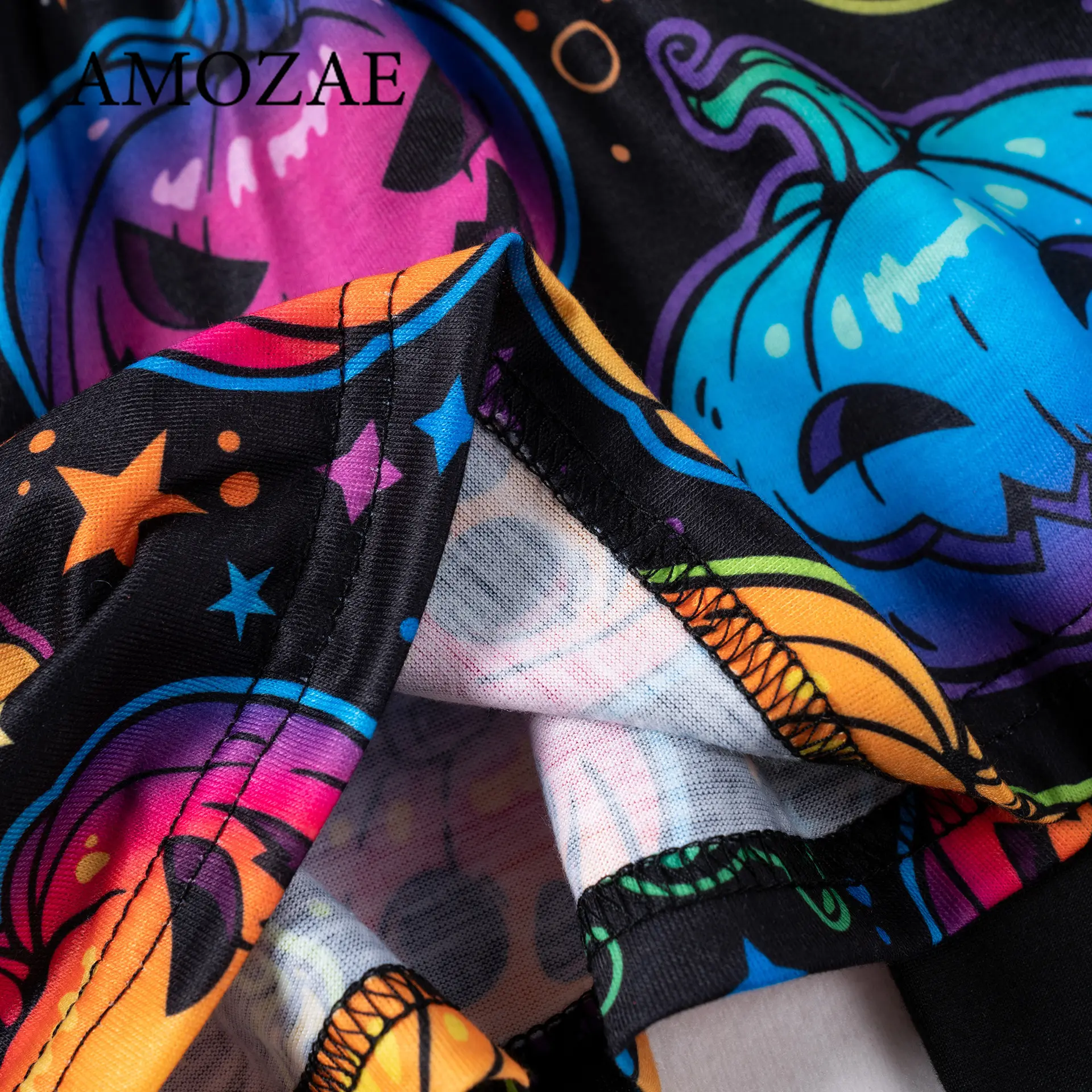 Baby Girl Halloween Costume 2-Piece Set Cartoon Pumpkin Print Long Sleeve Top with Solid Color Flared Pants Festive Outfit