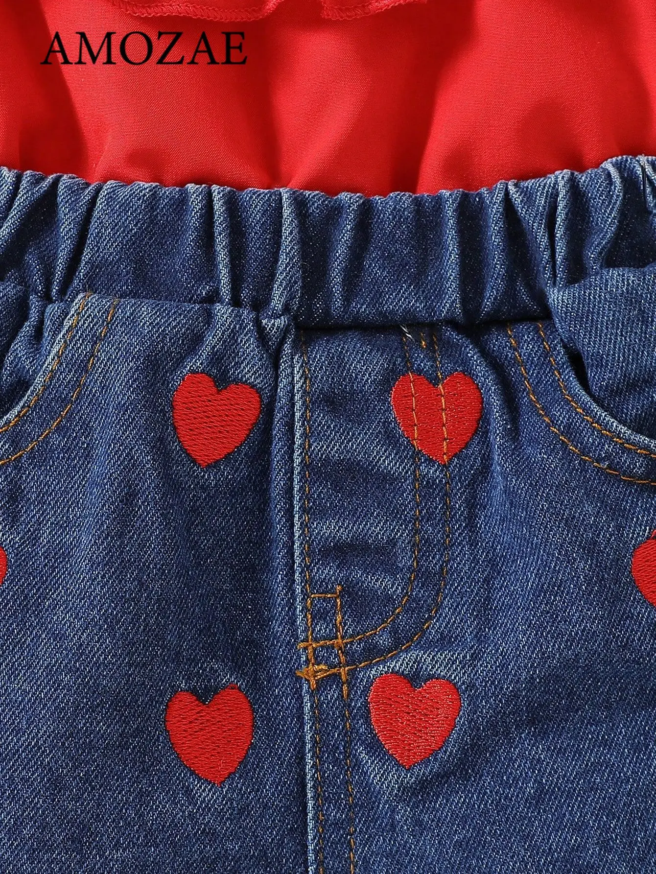 Children Sweet Clothing Sets Summer Kid Baby Girl 2PC Clothes Short Sleeve Top Versatile Denim Shorts Suit Toddler Girl Outfits