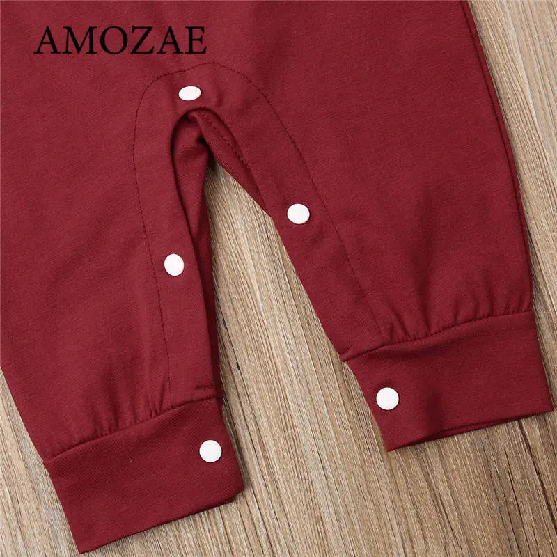 Newborn Baby Boys Spring Autumn Romper Letter Long Sleeve Baby Boys Jumpsuits Solid Black Blue Playsuit For Baby Boys