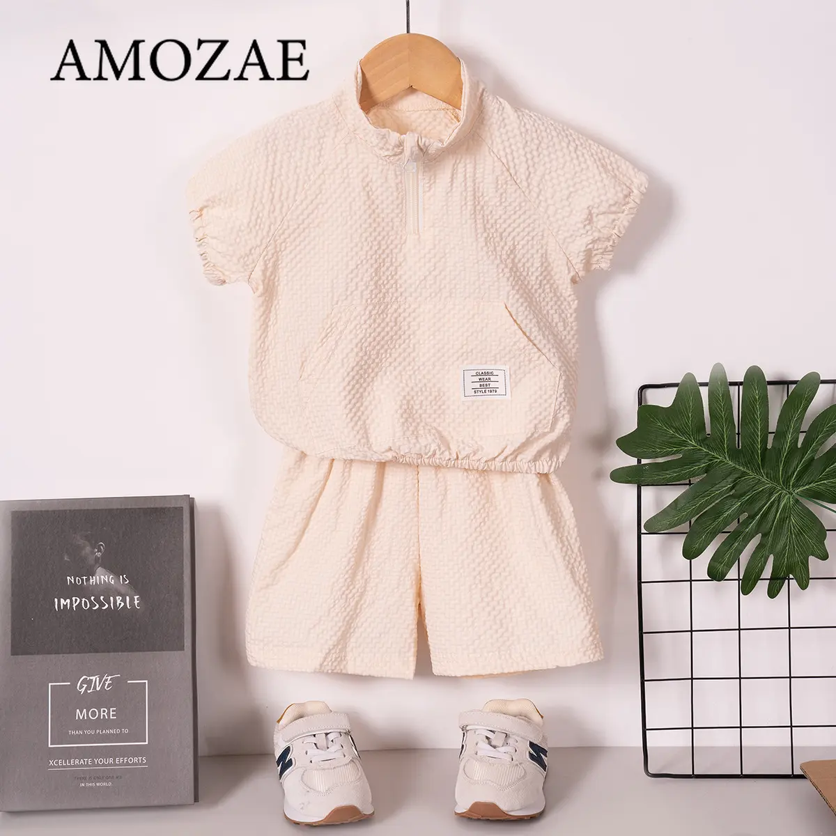 2PCS Boys Girls Summer Outfits Kids Short Sleeve Top Shorts Set 0-6Y Baby Toddler Solid Color Cotton Clothing Casual Playwear