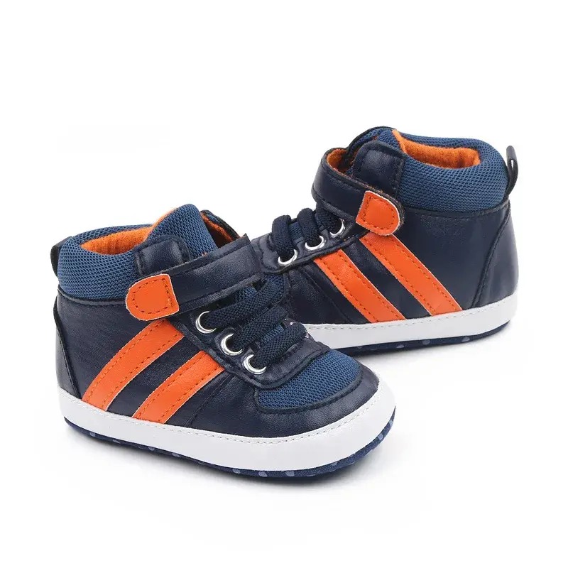 Toddler Newborn Shoes First Walker Star Two Striped PatchWork Baby Shoes For Boys Girls Hard Sole Shoes Spring Bebes Sneakers