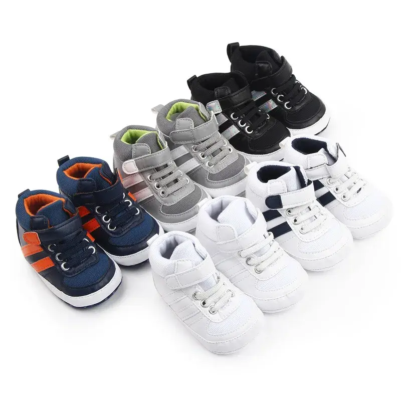 Toddler Newborn Shoes First Walker Star Two Striped PatchWork Baby Shoes For Boys Girls Hard Sole Shoes Spring Bebes Sneakers