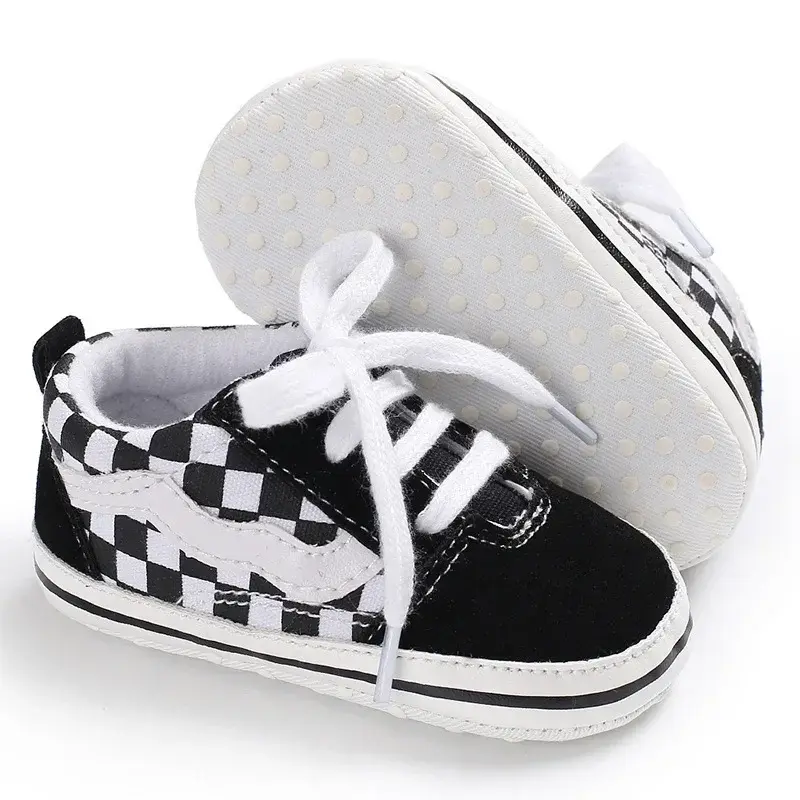 Toddler First Walker Baby Boys Shoes Black Canvas Sneakers Soft Sole Pram Flats Anti-slip Trainers Casual Infant Shoes 0-18M