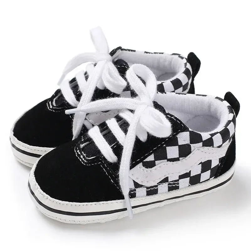 Toddler First Walker Baby Boys Shoes Black Canvas Sneakers Soft Sole Pram Flats Anti-slip Trainers Casual Infant Shoes 0-18M