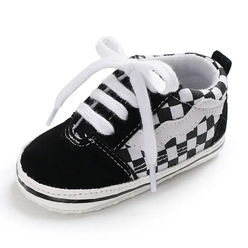 Toddler First Walker Baby Boys Shoes Black Canvas Sneakers Soft Sole Pram Flats Anti-slip Trainers Casual Infant Shoes 0-18M