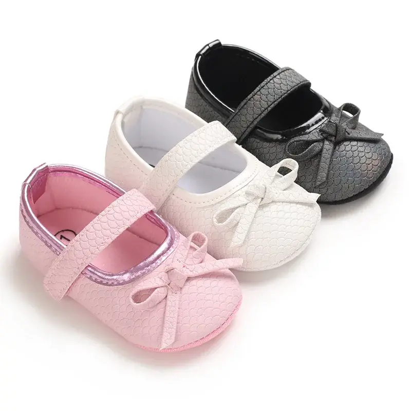 2025 Baby Shoes Hook & Loop Infant Newborn Baby Girl Butterfly-knot Non-SlipBaby Shoes Solid First Walkers 0-1Y