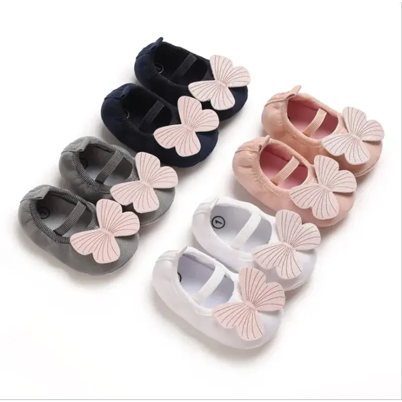 Summer Baby Girls Flat Shoes Soft Sole 3D Butterfly Soft Sole Non-slip Indoor Outdoor Toddler Girls First Walkers