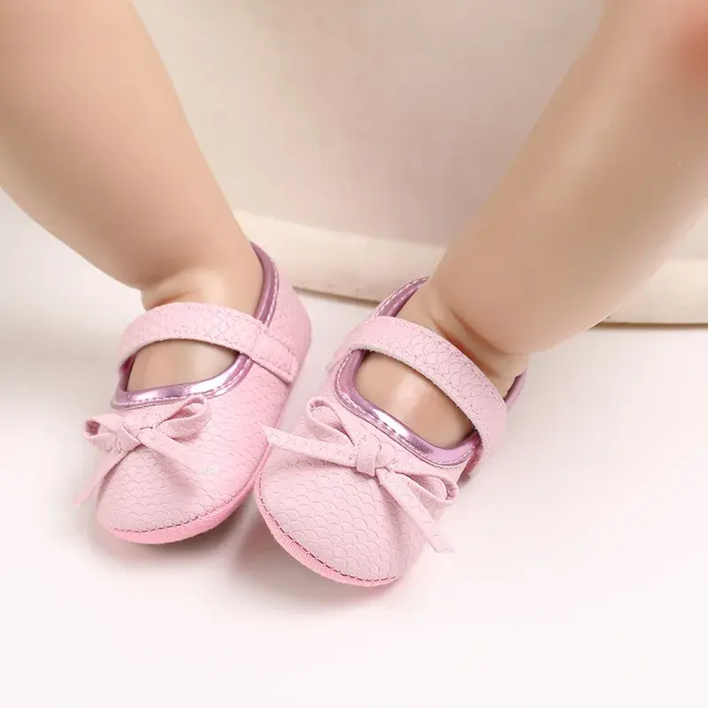 2025 Baby Shoes Hook & Loop Infant Newborn Baby Girl Butterfly-knot Non-SlipBaby Shoes Solid First Walkers 0-1Y