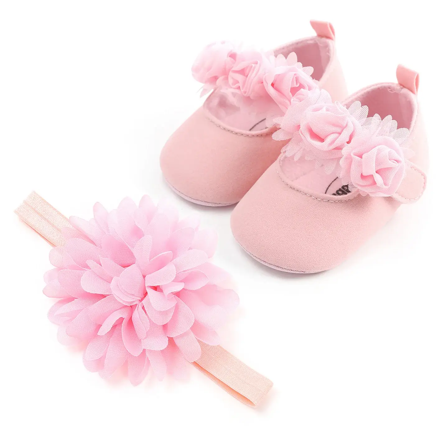 Newborn Baby Girls Shoes + Headband Set Bowknot Flower Princess Shoe Toddler Soft Sole Walking Cotton First Walkers All Seasons