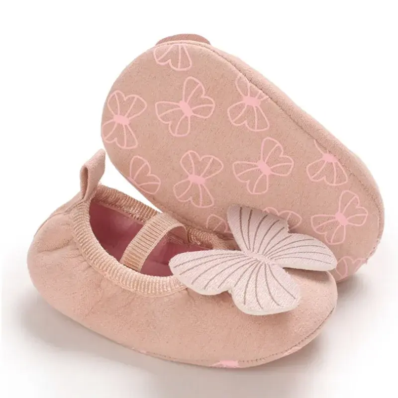 Summer Baby Girls Flat Shoes Soft Sole 3D Butterfly Soft Sole Non-slip Indoor Outdoor Toddler Girls First Walkers