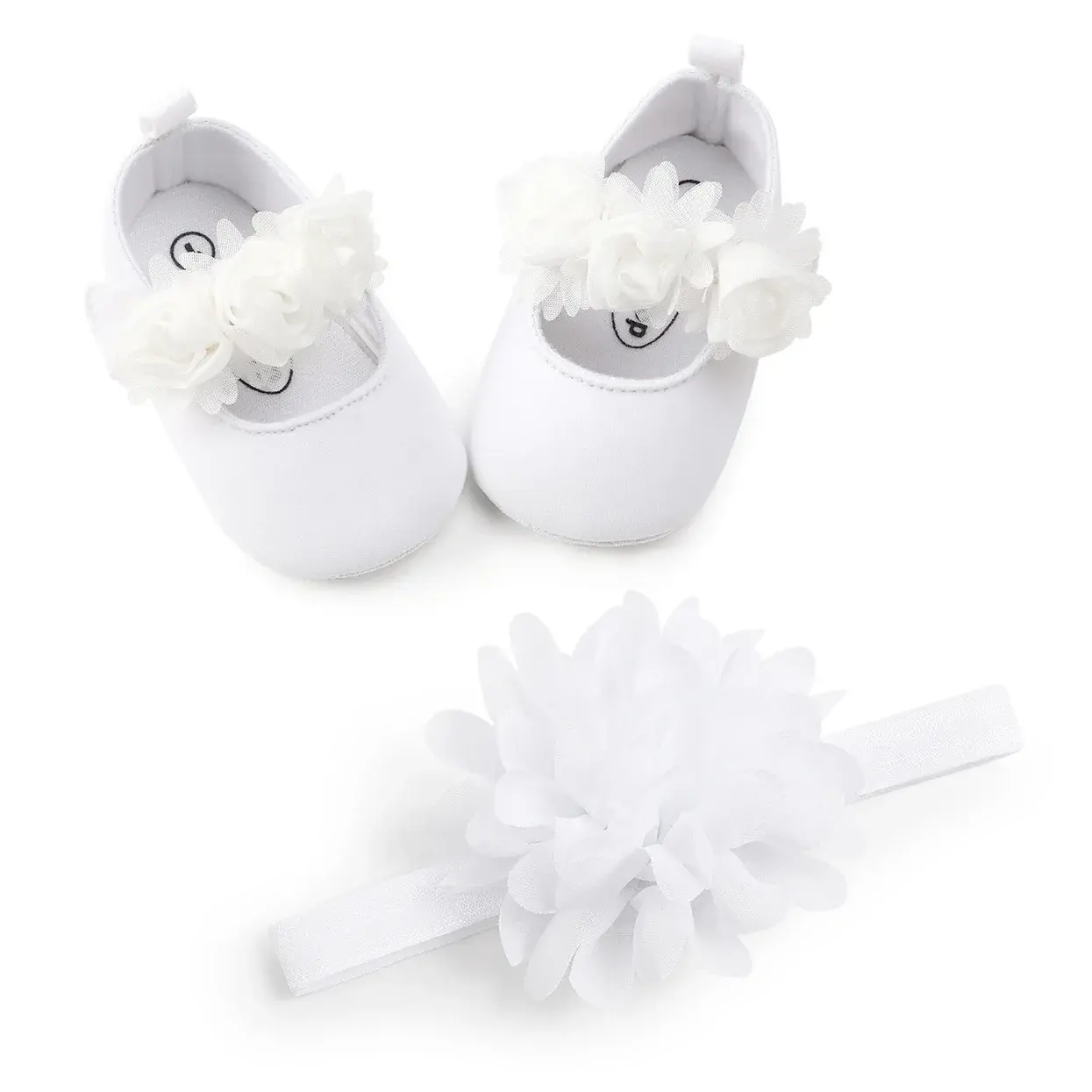 Newborn Baby Girls Shoes + Headband Set Bowknot Flower Princess Shoe Toddler Soft Sole Walking Cotton First Walkers All Seasons