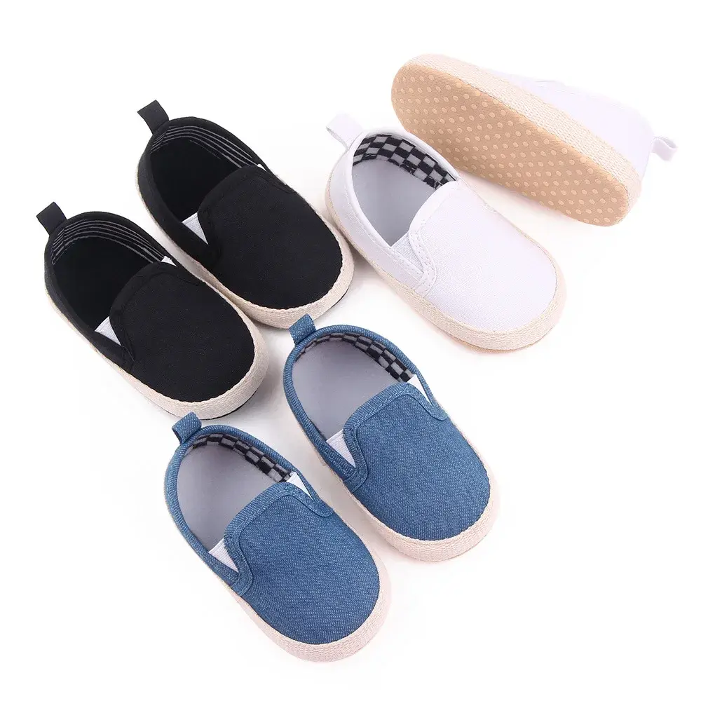 Newborn White Shoes for Kids Baby Boys Girls Solid Color Crib Shoes Soft Sole Prewalker for Toddler