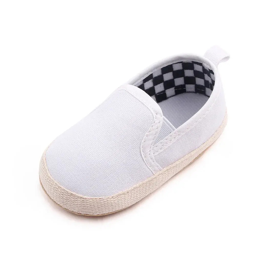 Newborn White Shoes for Kids Baby Boys Girls Solid Color Crib Shoes Soft Sole Prewalker for Toddler