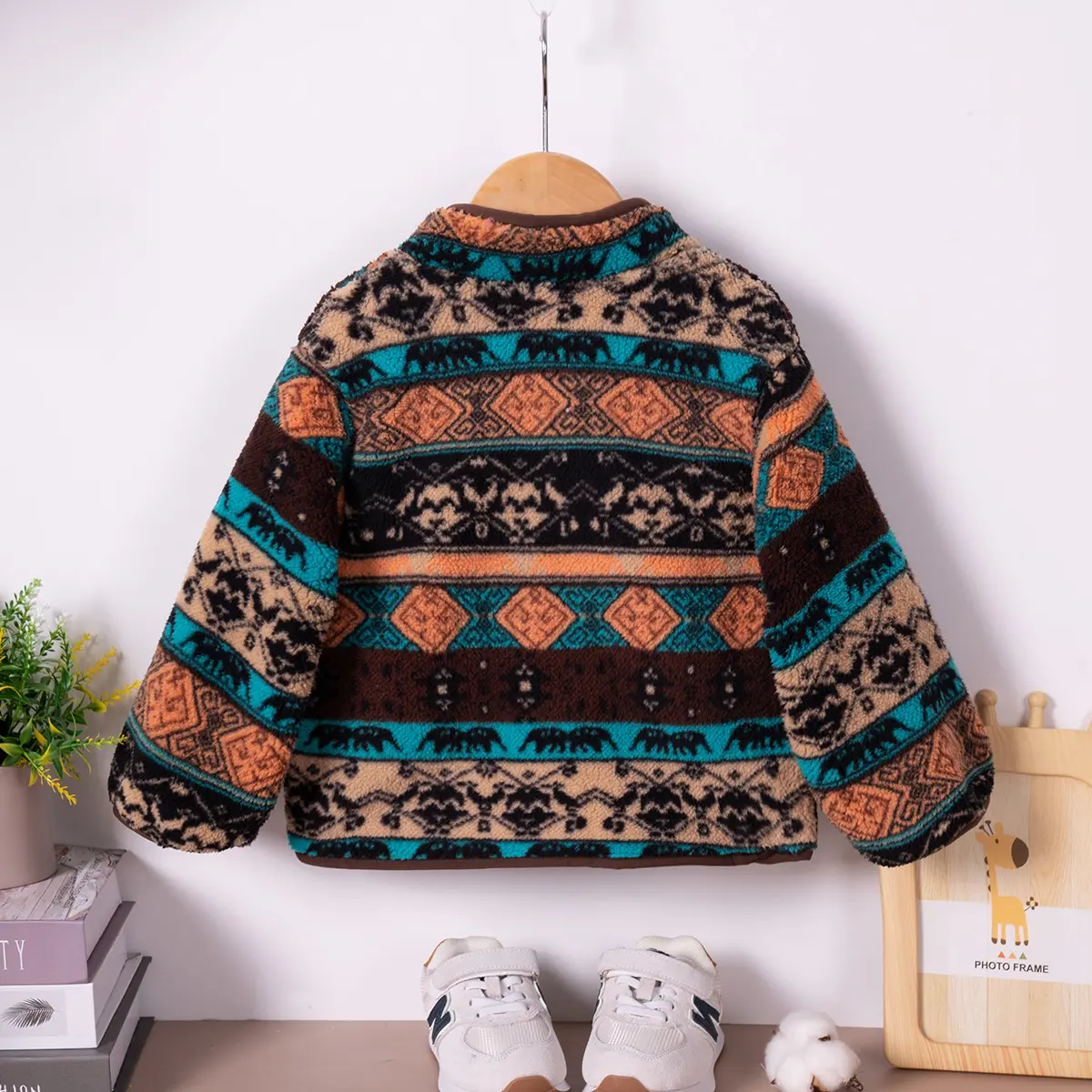 Autumn Winter Toddler Baby Boys Girls Zipper Coat Retro Ethnic Embroidery Shaker Fleece Thickened Loose Fit Versatile Jacket