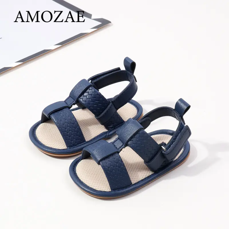 Summer Newborn Baby Boys Sandals PU Soft Bottom Sole Anti-Slip Infant First Walker Crib Shoes