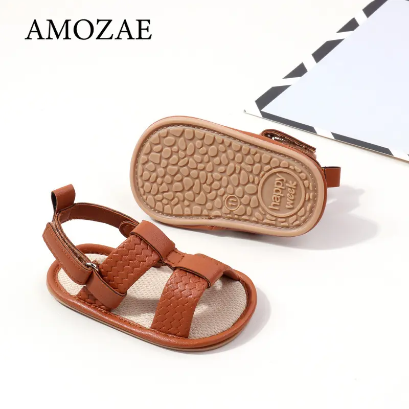 Summer Newborn Baby Boys Sandals PU Soft Bottom Sole Anti-Slip Infant First Walker Crib Shoes