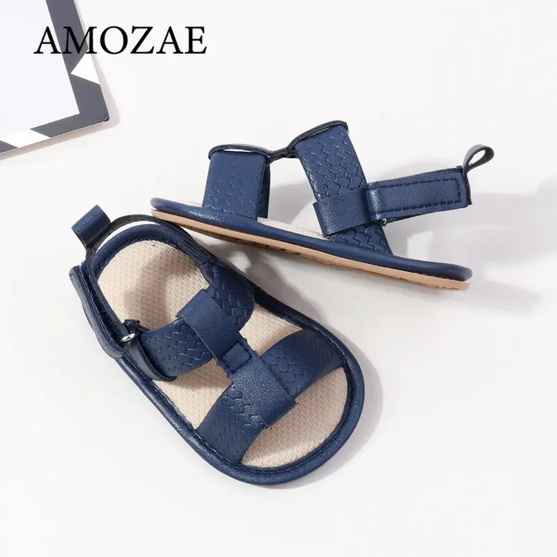 Summer Newborn Baby Boys Sandals PU Soft Bottom Sole Anti-Slip Infant First Walker Crib Shoes