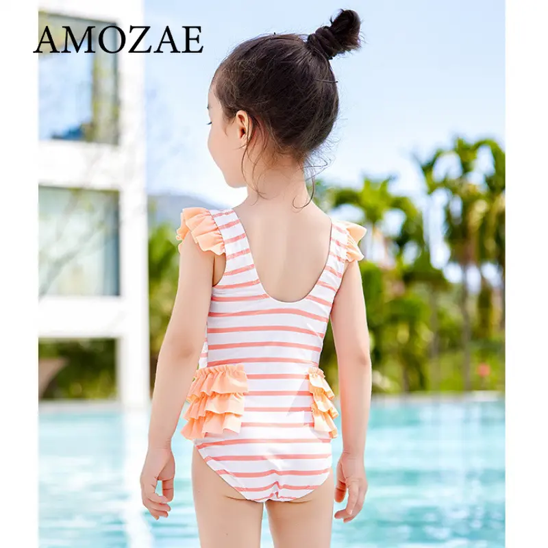 Newborn Infant Toddler Baby Girl Swimsuit Cute Striped Cartoon Duck Printed Swimwear Beachwear Bathing Suitid Swimming Suit