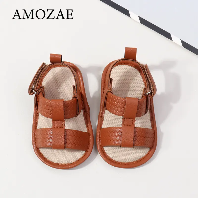 Summer Newborn Baby Boys Sandals PU Soft Bottom Sole Anti-Slip Infant First Walker Crib Shoes