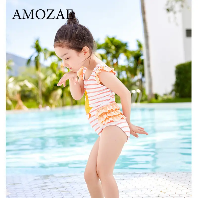 Newborn Infant Toddler Baby Girl Swimsuit Cute Striped Cartoon Duck Printed Swimwear Beachwear Bathing Suitid Swimming Suit