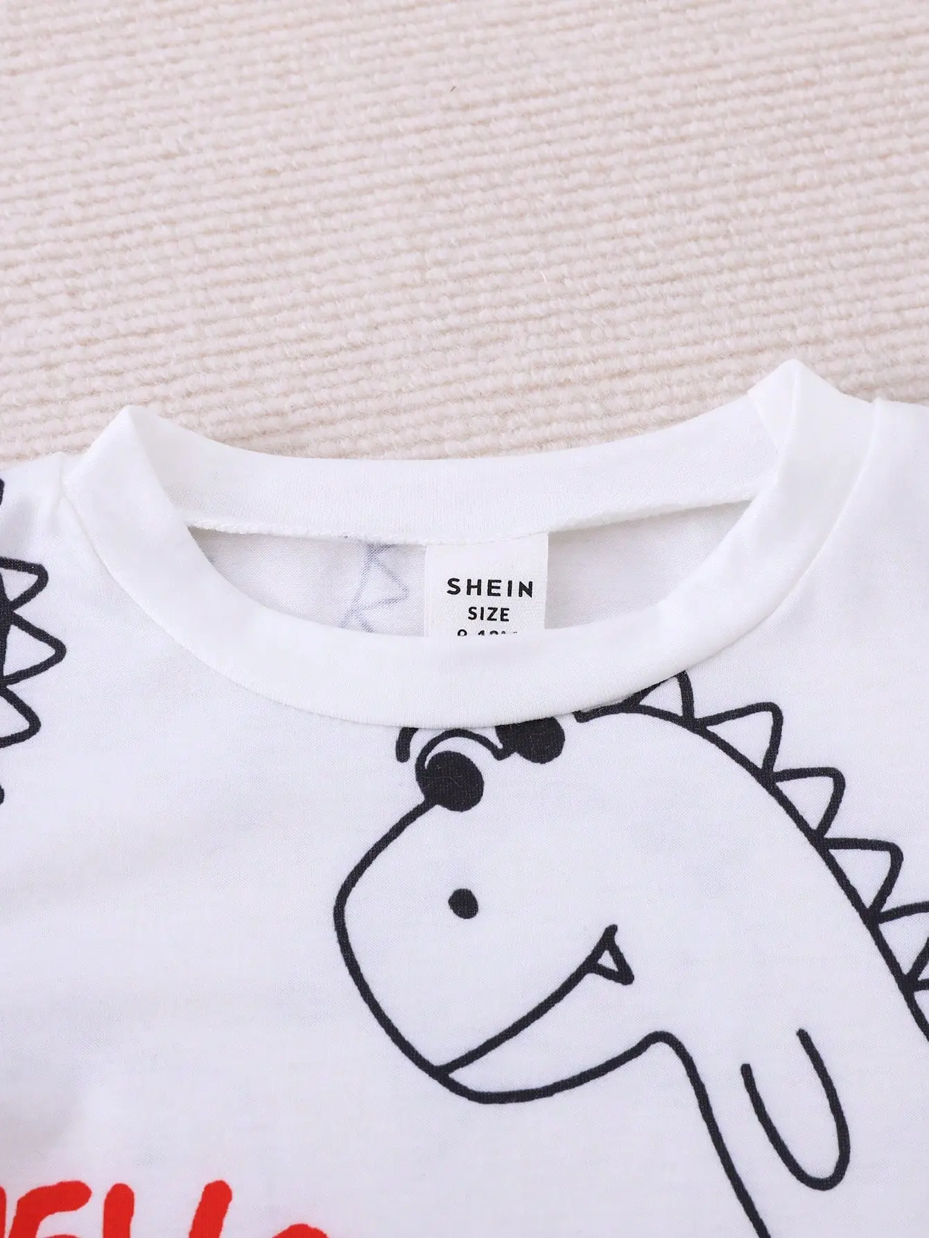 Summer 2-Piece Set New Casual Outdoor Comfort Breathable Cute Dinosaur Print Round Neck Short-Sleeved Denim Shorts Fashion Suit