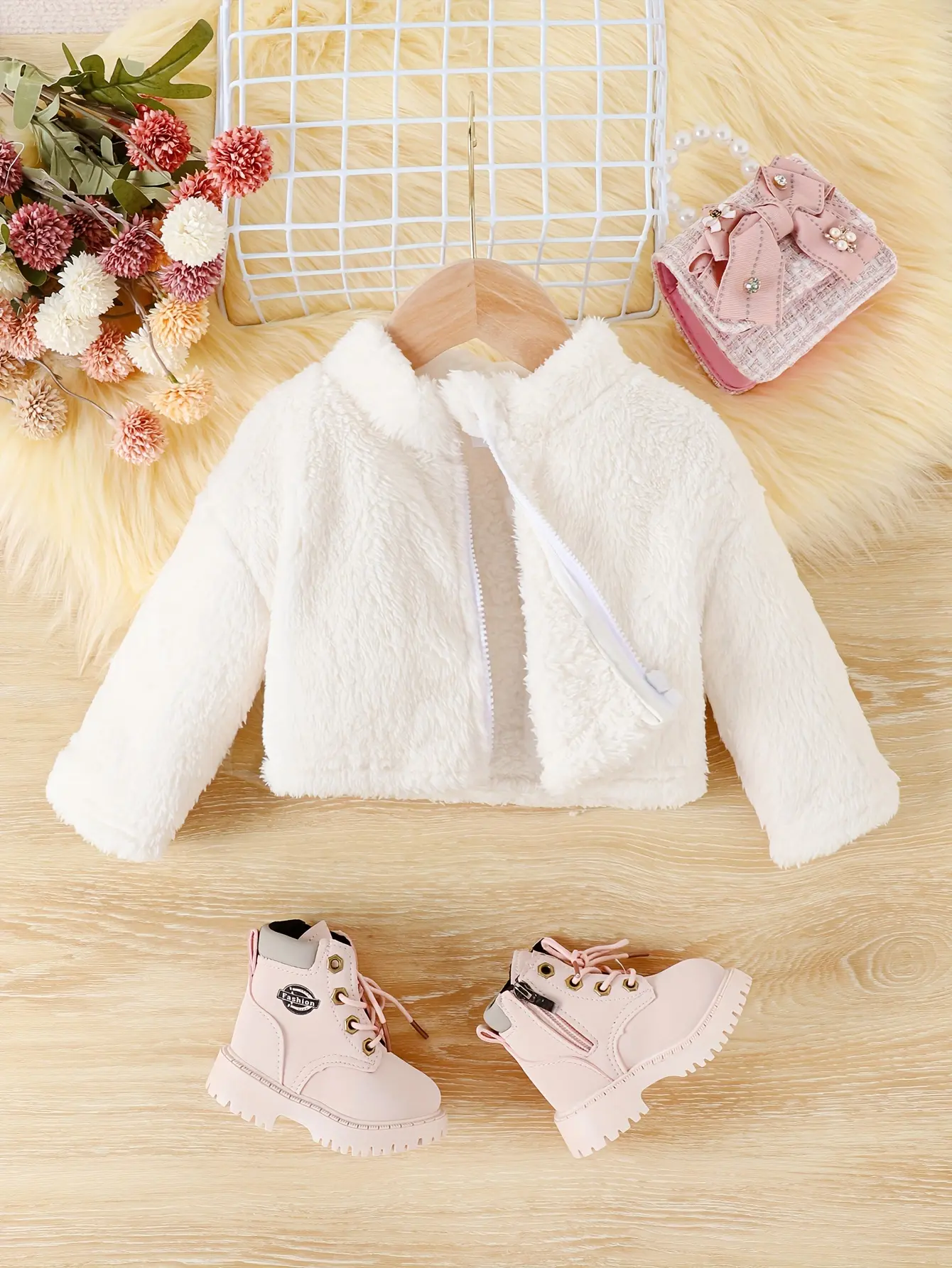 Winter Windproof Plush Jacket Fashionable Baby Girl Autumn And Winter Warm Coat Warm Comfortable And Cute Zipper Shirt