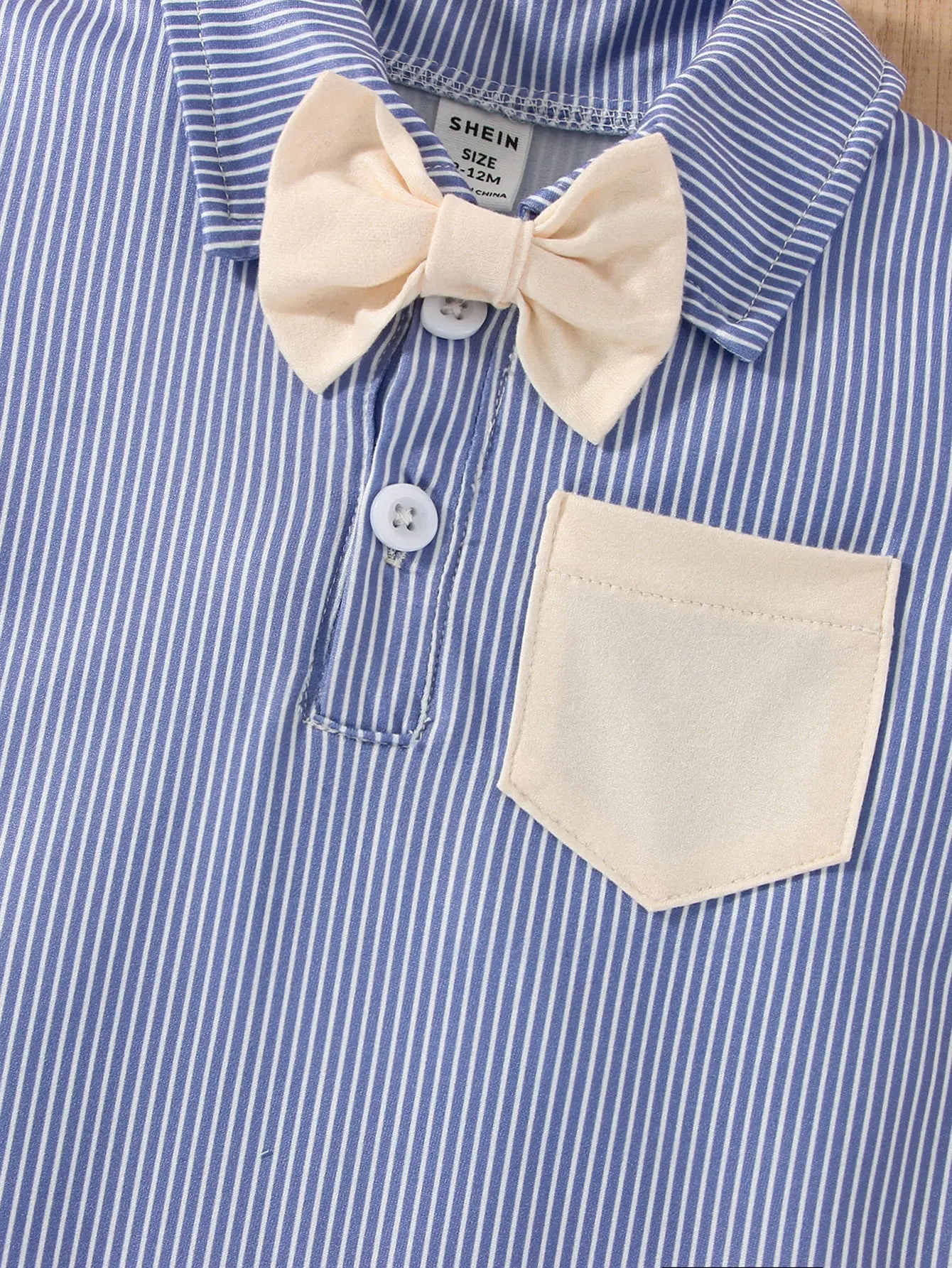 Summer Newborn Baby Striped Crawling Clothes Soft And Comfortable Lapel Bow Bow Gentleman Baby Boy Clothes