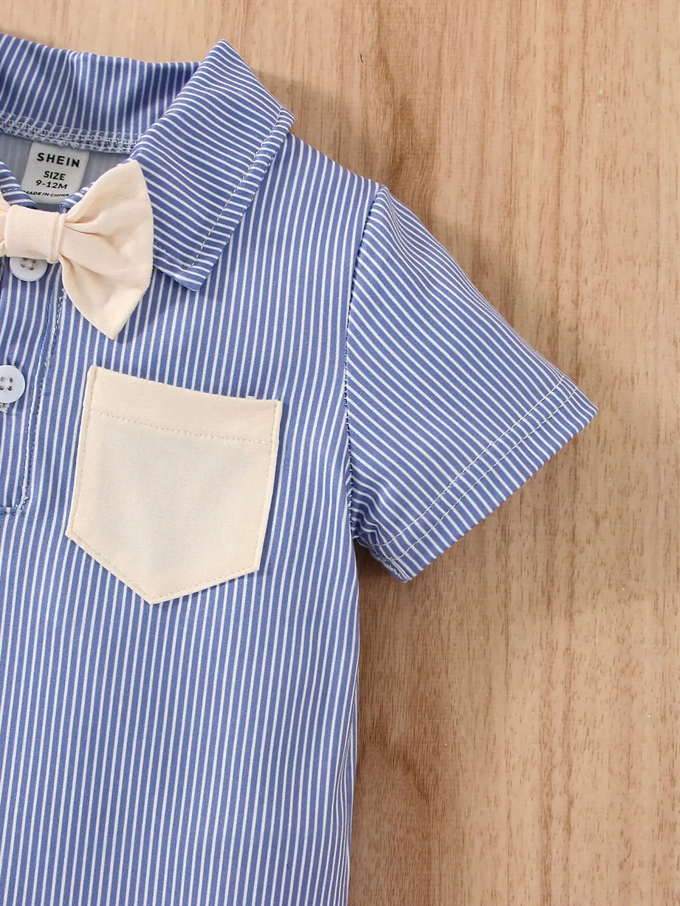 Summer Newborn Baby Striped Crawling Clothes Soft And Comfortable Lapel Bow Bow Gentleman Baby Boy Clothes
