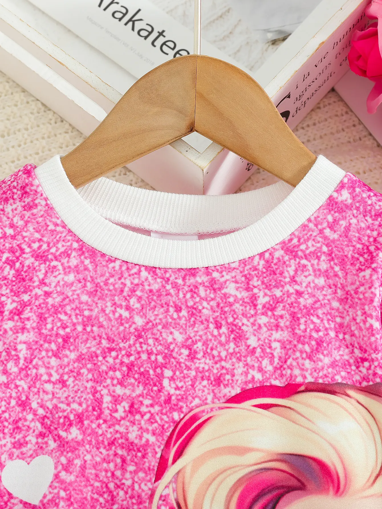Newborn Baby Girl LongSleeved Round Neck Cute Cat Anime Printed Fashionable And Simple Dress