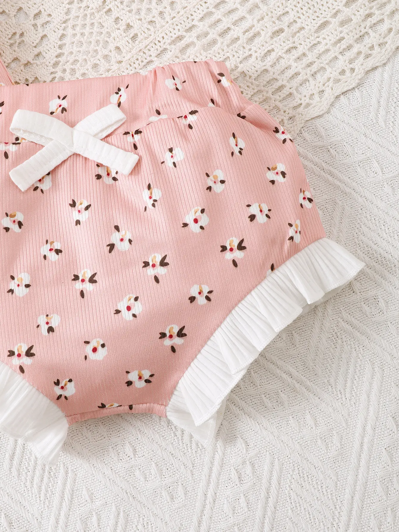 0-2 Year Old Fashionable Baby Girl Summer Strap Solid Color Minimalist Shorts Two-piece Set