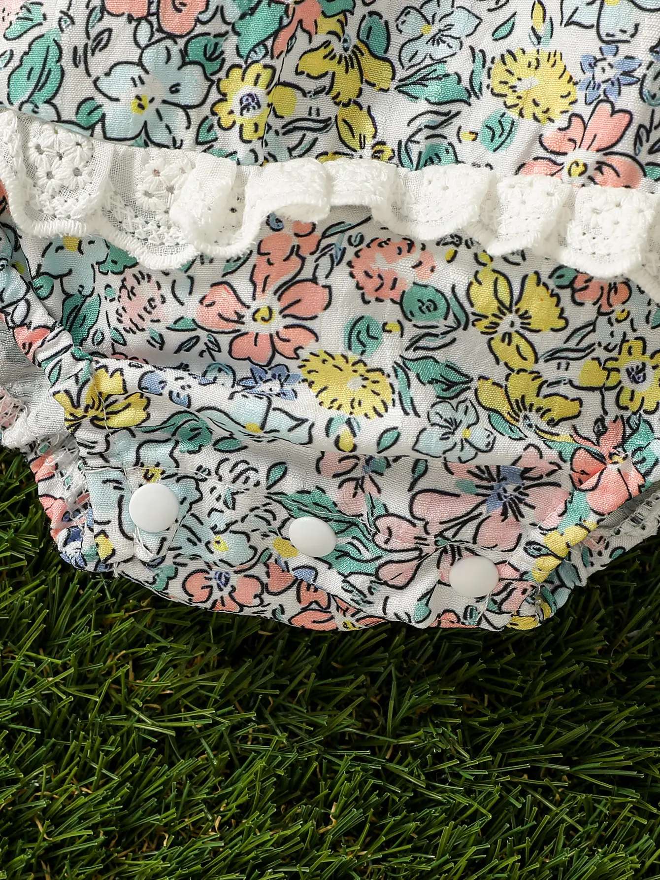 Baby girl summer casual and cute sleevess All Over Print Flower Square Collar jumpsuits