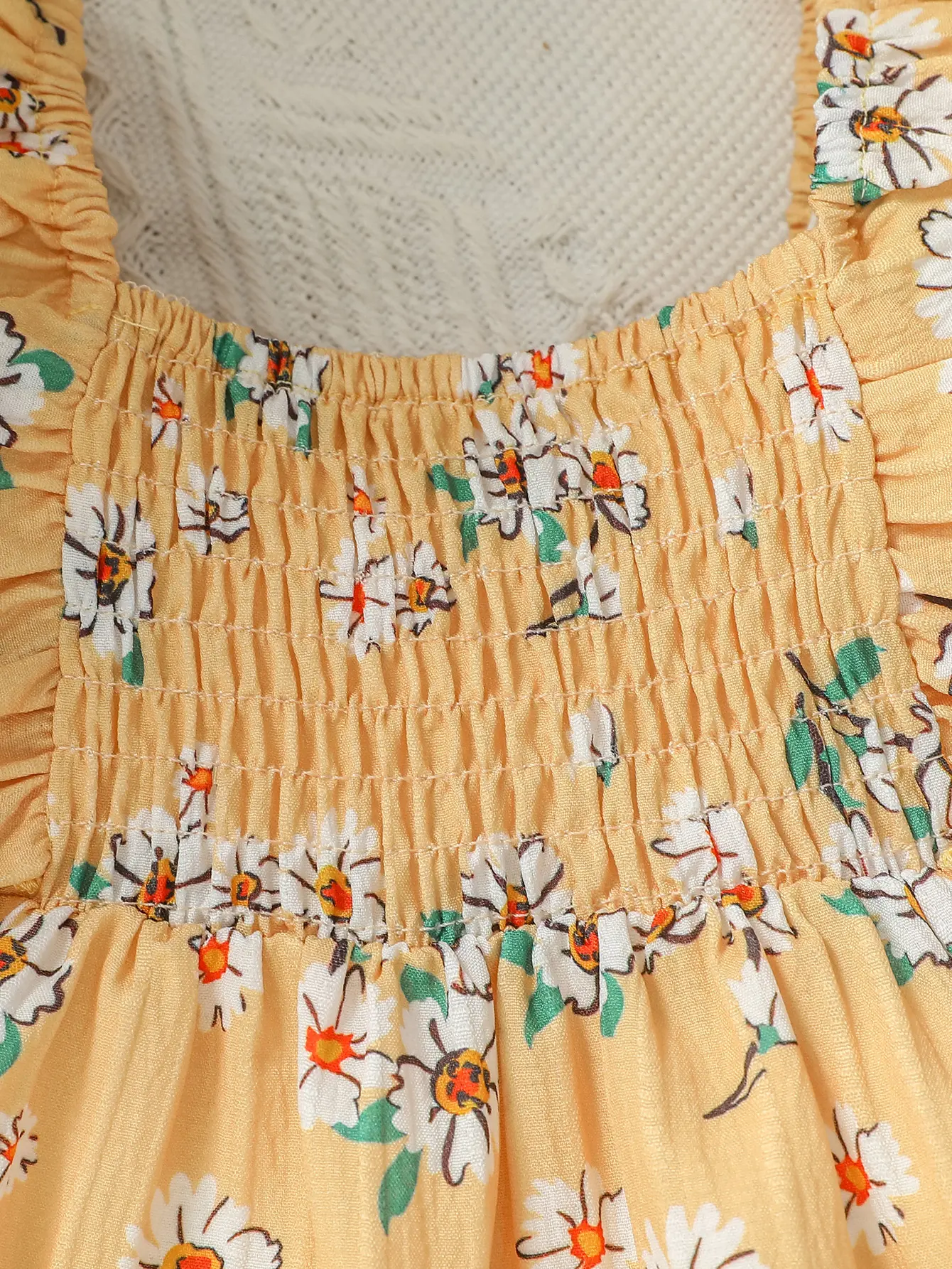Baby Girls Cute  Autumn Chrysanthemum printed sleeveless summer leisure two-piece set