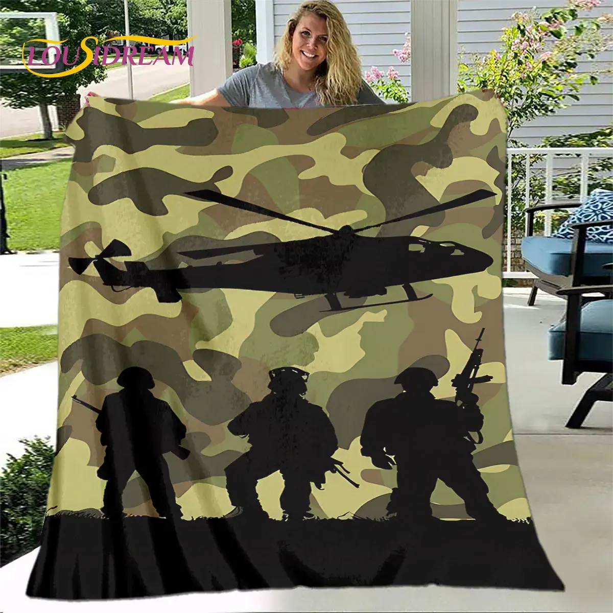 3D Colorful Camo Camouflage Blanket,Flannel Blanket Throw Blanket,Warm Blanket for Home Living Room Bedroom Beds Sofa Outdoors