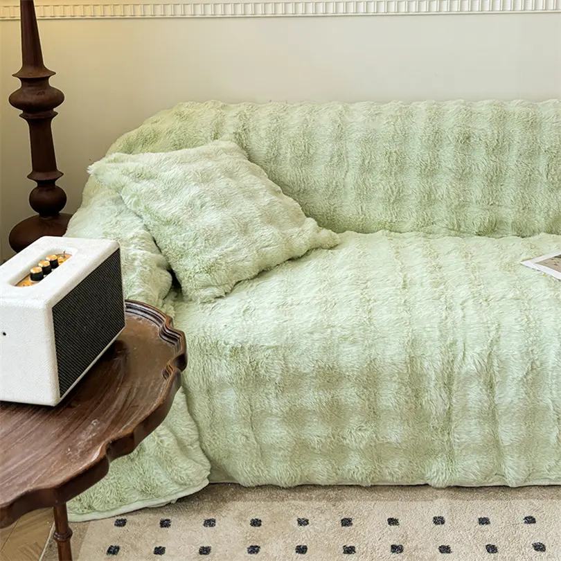 Luxury Faux Rabbit Fur Sofa Towel Thickened Non-Slip Plush Shaggy Couch Cover Winter Warm Living Room Home Decor Throw Blankets
