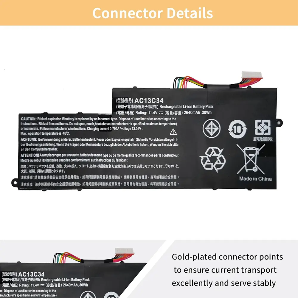 AC13C34 Laptop Battery for Acer Aspire V5-122P V5-132P E3-111 E3-112V E3-111-C0M6 E3-111-C0UM E3-111-C5AL ES1-111M MS237