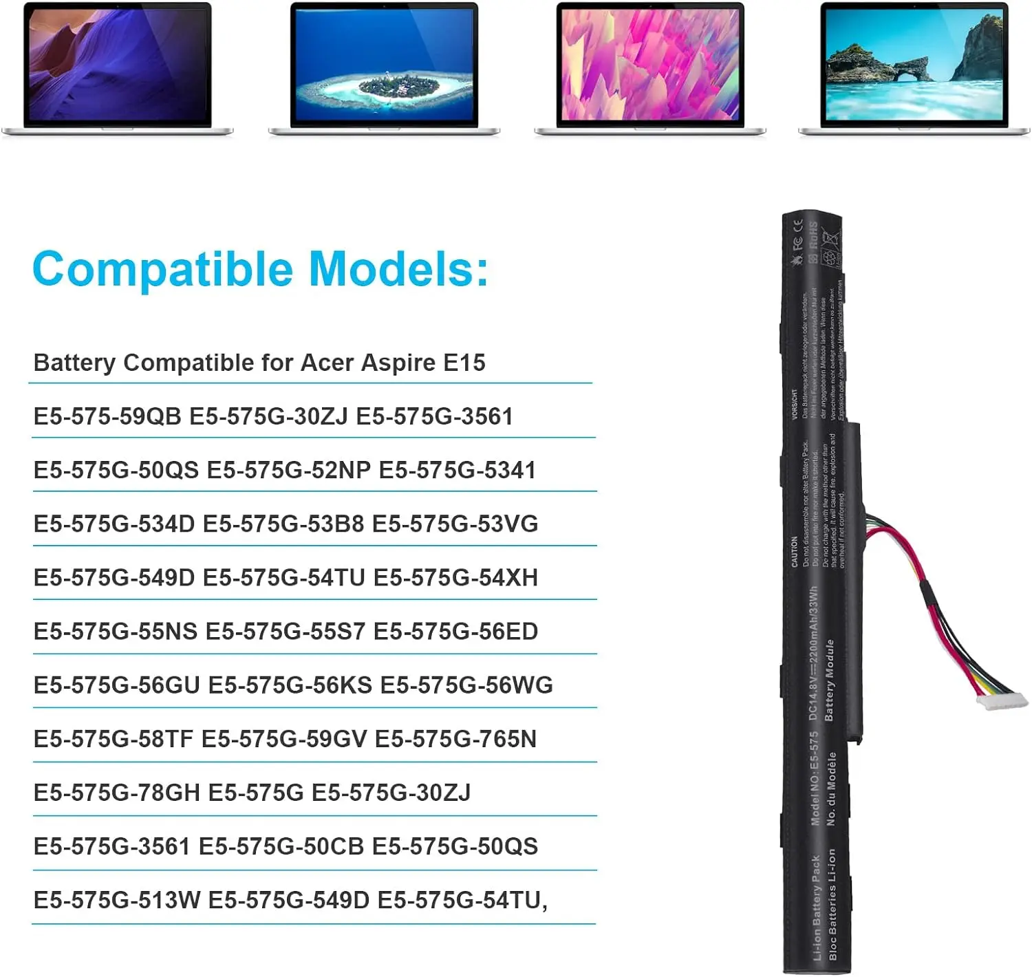 AS16A5K AS16A8K Battery for Acer Aspire E15 E5-575 N16Q2 E5-576G E5-575G E5-475 F5-573 E5-575-52JF E5-575-33BM E5-575G-76YK