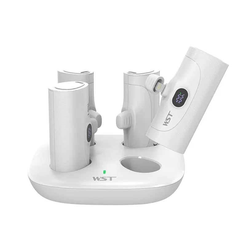 For IPhone 13 Compact Portable Capsule Mini Mini Tail Plug Power Bank 5000mAh Straight Plug Charging Base Combination Set