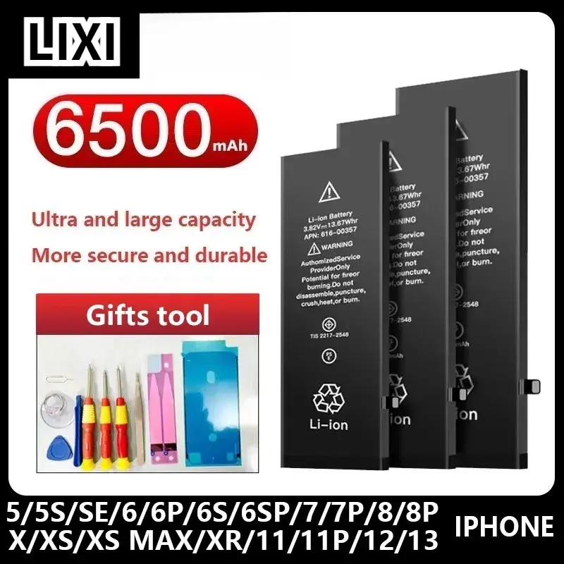 Long Lasting 2025 Zero-cycle Battery For iPhone 5 6 6S SE 7 8 Plus X Xs Max 11 Pro Mobile Phone Free Tools No pop-up window